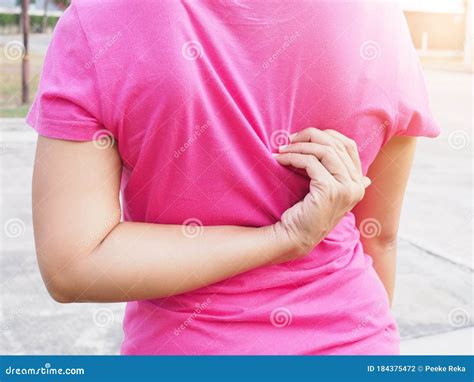 Asian Thai Women Use Hand Scratch On Back With Itching From Skin