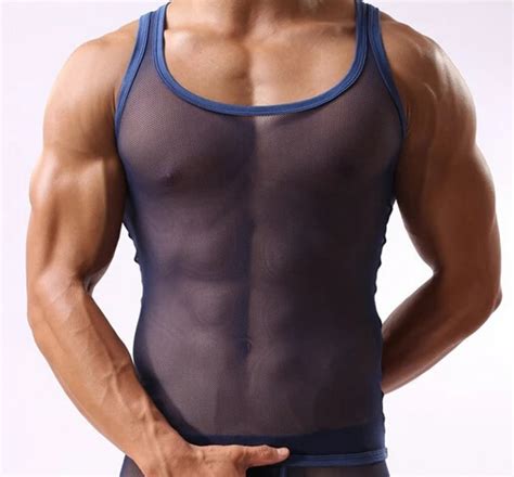 Aliexpress Com Buy Men S Clothing Male See Through Mesh Tank Tops