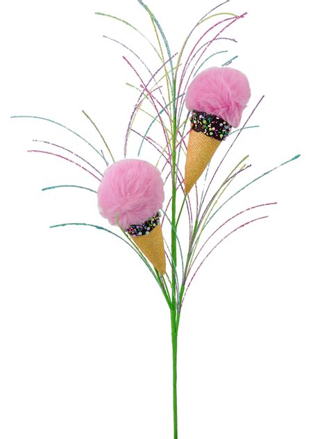 Pink Ice Cream Pick With Stems Pk In Whimsical Wreaths Ice Cream Birthday