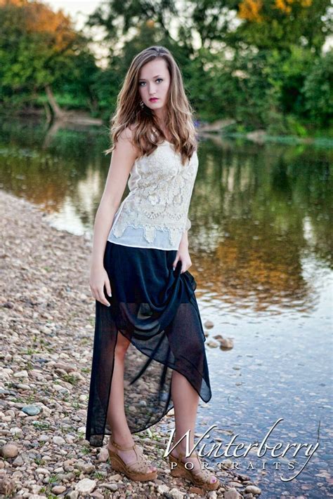 Senior Portraits By The River A Peaceful Capture With Cassidy Fashion Lace Skirt