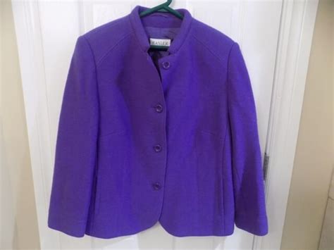 Basler Ladies 4 Button Blazer Made In Germany 100 Virgin Wool Purple