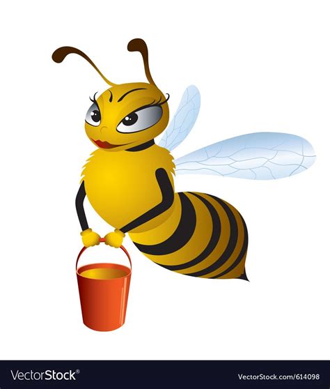 Cartoon Bees Gathering Honey Royalty Free Vector Image
