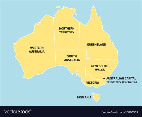 Australia Map With States And Territories Vector Image
