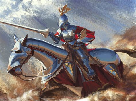Fonds Decran 1600x1200 Moyen Âge Chevalier Cheval Armure Lance Casque