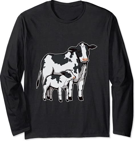 Cow And Calf Cattle Farmer Cow Long Sleeve T Shirt Uk Clothing