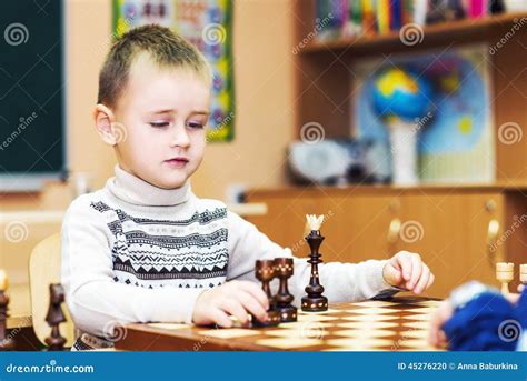Little Boy Playing Chess Stock Photo Image Of Intelligent 45276220