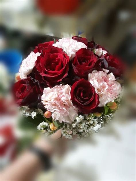 Bouquet Red Roses And Pink Carnation Carnation Wedding Carnation