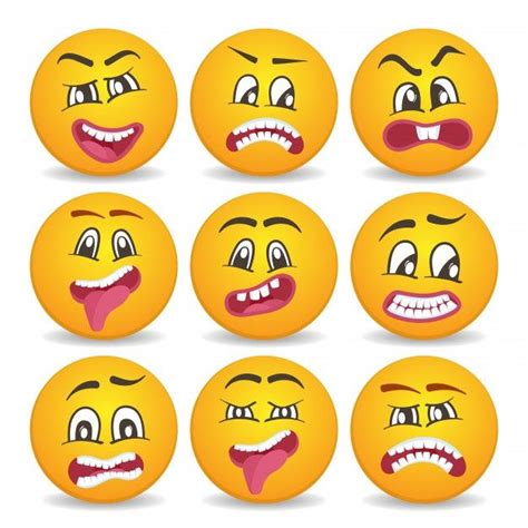 Smiley Faces With Different Facial Expressions In Face Icon
