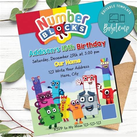 Numberblocks Birthday Invitation Template To Print At Home Bobotemp