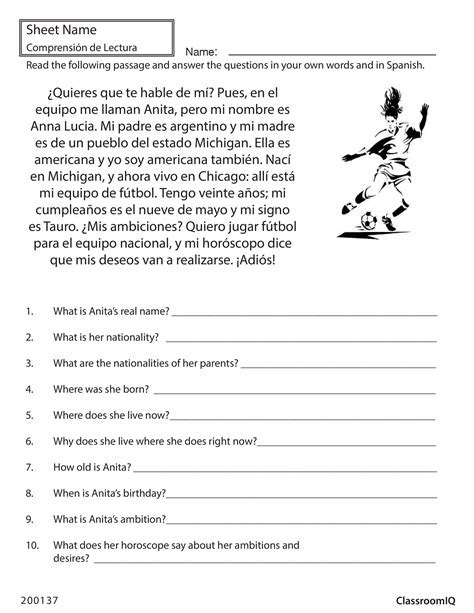 Spanish Worksheets For 3rd Graders