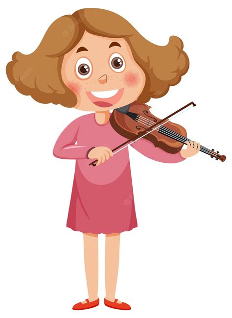 Premium Vector Happy Girl Playing Violin