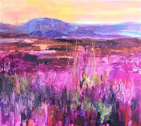 Soraya French Scottish Heather Mixed Media 47x47cm Scottish Art