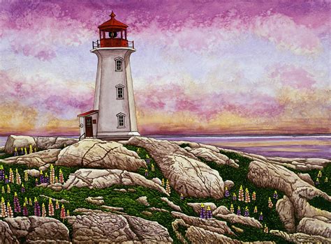 Nova scotia department of labour and advanced education. Nova Scotia - Peggy's Cove Lighthouse Painting by Thelma ...
