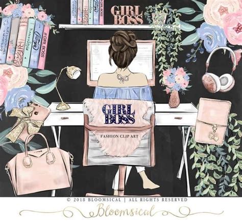 Girl Boss Clip Art Fashion Illustration Work Girl Home Etsy In 2021