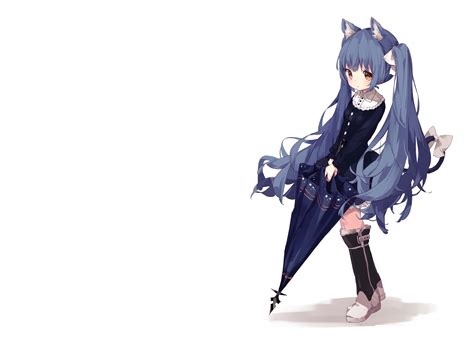 Animal Ears Blue Hair Boots Catgirl Dress Fujii Shino Goth Loli Loli