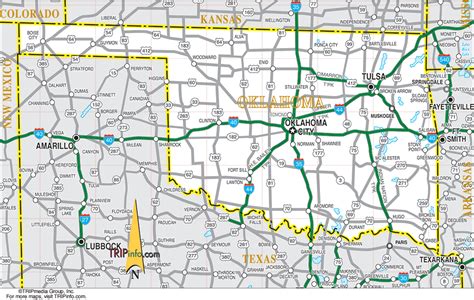 State Map Of Oklahoma With Highways Map