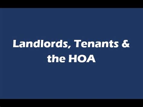 Landlords Tenants The Hoa Youtube