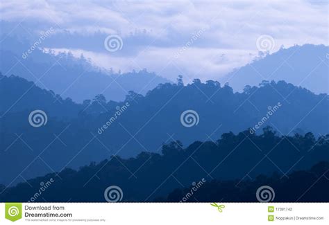 Morning Mist At Tropical Mountain Range Thailand Stock Photo Image