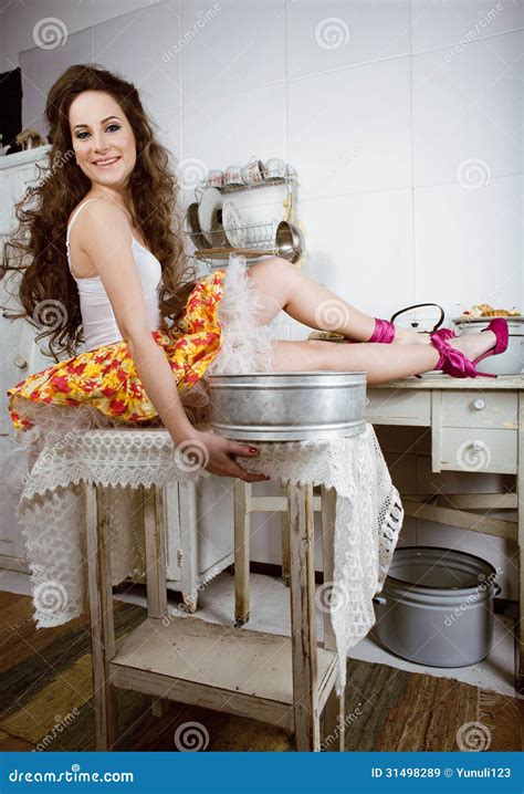 Crazy Housewife On Kitchen Stock Image Image Of Adult 31498289