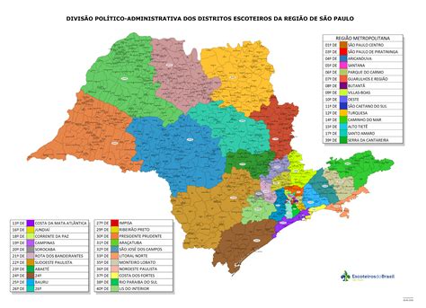 Mapa Politico Adm Distritos Escoteiros Escoteiros Sp