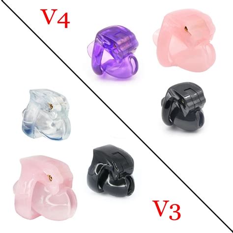 The Nub Of Ht V3v4 Male Resin Chastity Mini Cock Cage With 4 Penis Rings Lock Belt Super Small
