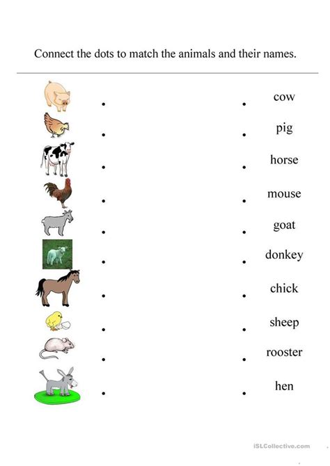 Domestic Animals Matching Sheet Worksheet Free Esl Printable Wor