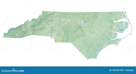 High Resolution Topographic Map Of North Carolina Stock Illustration
