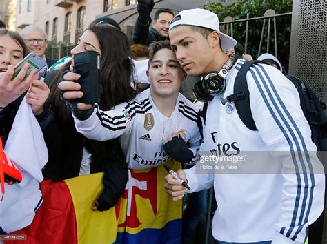 Cristiano Ronaldo Takes A Selfie With To Fans Of Real Madrid Warm Up