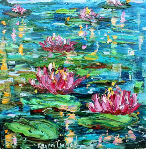 Water Lily Painting Waterlilies Art Original Oil Abstract