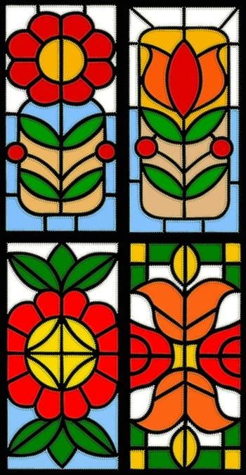 Advanced Embroidery Designs Stained Glass Applique Flower Block Set