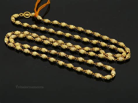 22kt Yellow Gold 3mm Basil Rosarytulsi Chain Necklace Gorgeous Cust