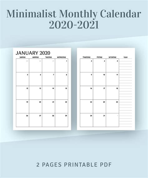 Free Printable Calendar 2021 Two Months Per Page Example