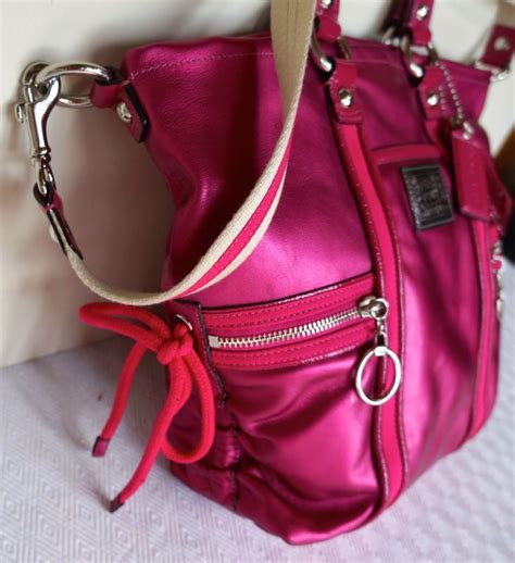 Coach Poppy Signature Hot Pink Metallic Shoulder Bag Shoulder Bag