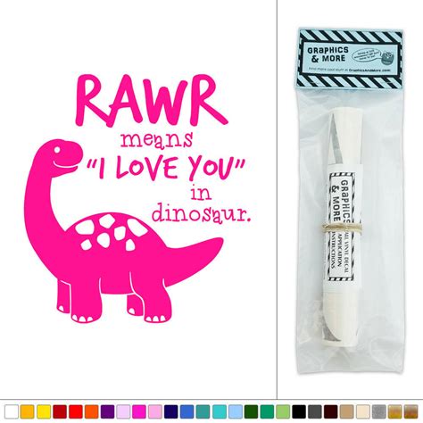 Rawr Means I Love You Dinosaur Brontosaurus Vinyl Sticker Decal Wall Art Décor Ebay