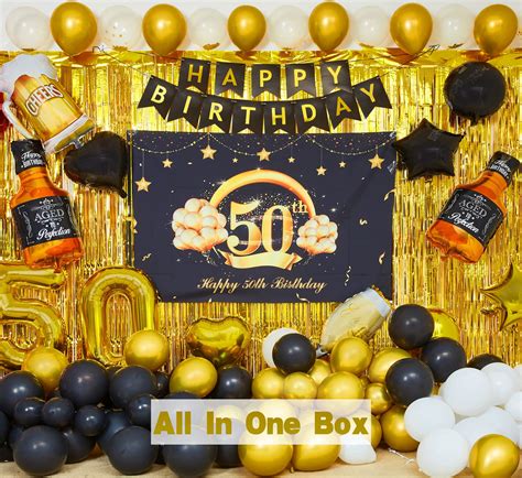 buy figepo 50th birthday party decorations to 50 years old party supplies for men with balloons