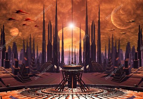 Futuristic Alien City Computer Artwork ⬇ Stock Photo Image By