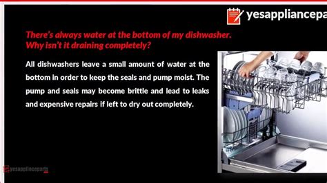 Standing water at the bottom of a dishwasher or complaints that a dishwasher won't drain are fairly common issues. WHY WON'T WATER DRAIN OUT MY DISHWASHER|DISHWASHER ...