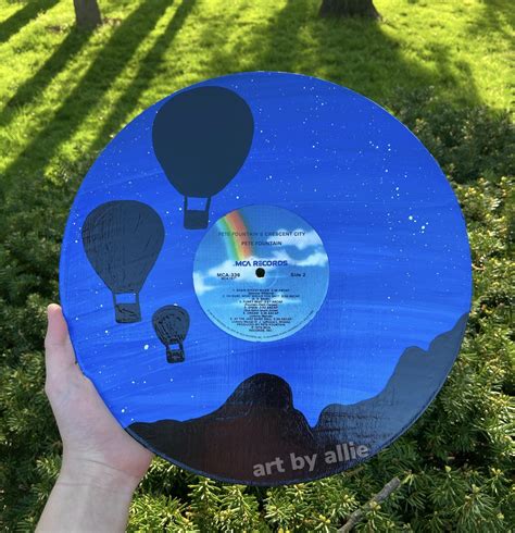 Hot Air Balloons Over Mountains Painted Record Painted Records