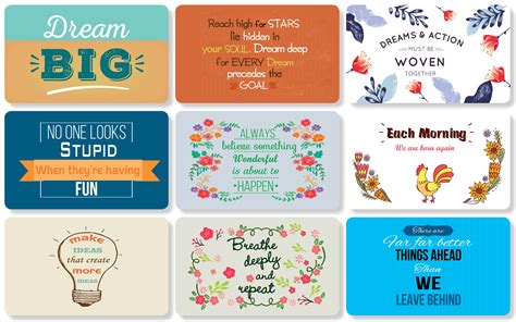 25 Beautiful Motivational Quote Cards Thick Stock Paper Back Of Card