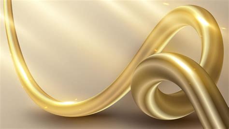 Abstract 3d Elegant Golden Fluid Liquid Wave Curved Lines And Light