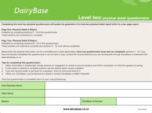 Fillable Online Level 2 Farm Physical Questionnaire DairyNZ Fax Email