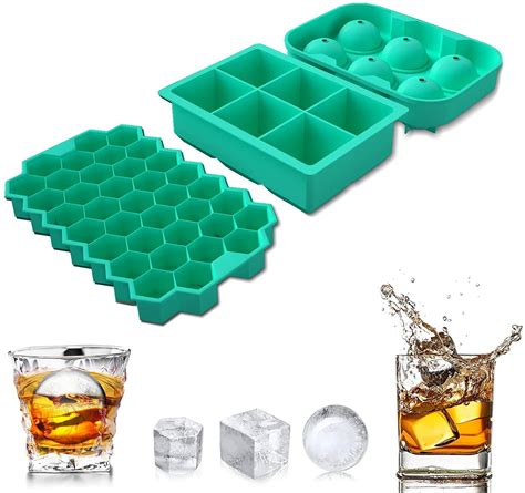Ice Cube Trays 3 Pack Bpa Free Silica Ice Block Trays With Lid Ball