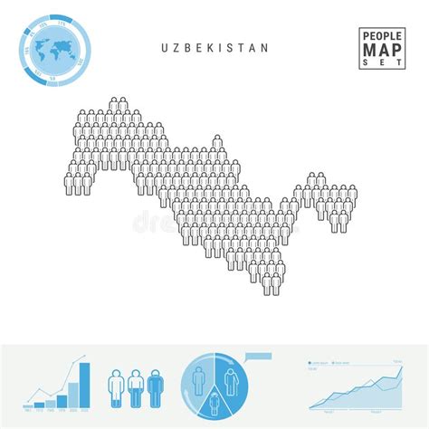 Demographics Della Popolazione Della Mappa Dell Uzbekistan E Guarnizione Strutturata Del Bollo