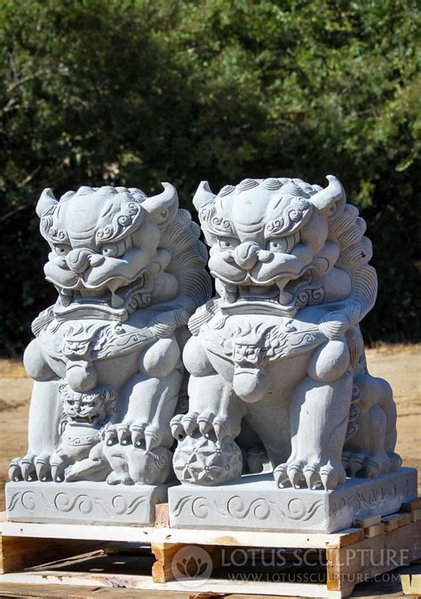 Sold Stone Foo Dogs Or Shishi Guardian Lions Statues Hand Carved
