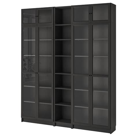 Billy Oxberg Bookcase Black Brown 200x30x237 Cm Ikea Bookcase