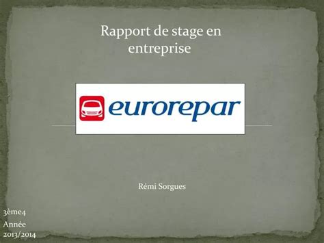 Ppt Rapport De Stage En Entreprise Powerpoint Presentation Free