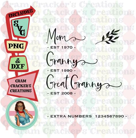 mom granny great granny svg instant download cut file for etsy