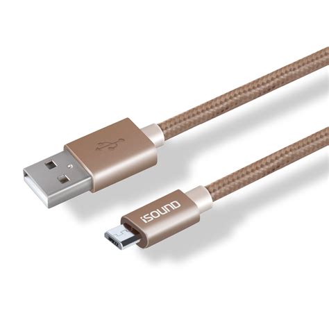 10 ft Braided Micro-USB Cable, gold - iSound png image