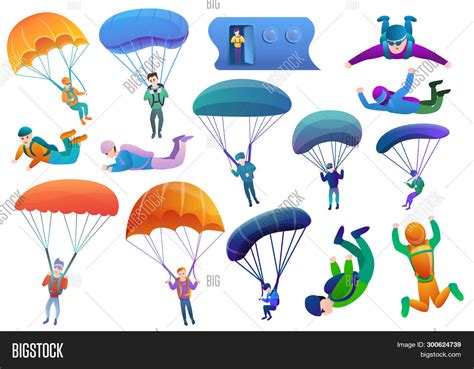 Skydivers Icons Set Image And Photo Free Trial Bigstock