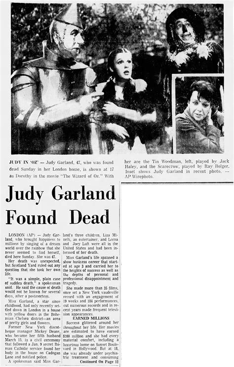 june 23 1969 death clarion ledger jackson ms 1 judy garland news and events